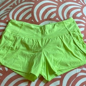 Lululemon neon green/yellow shorts; size 6